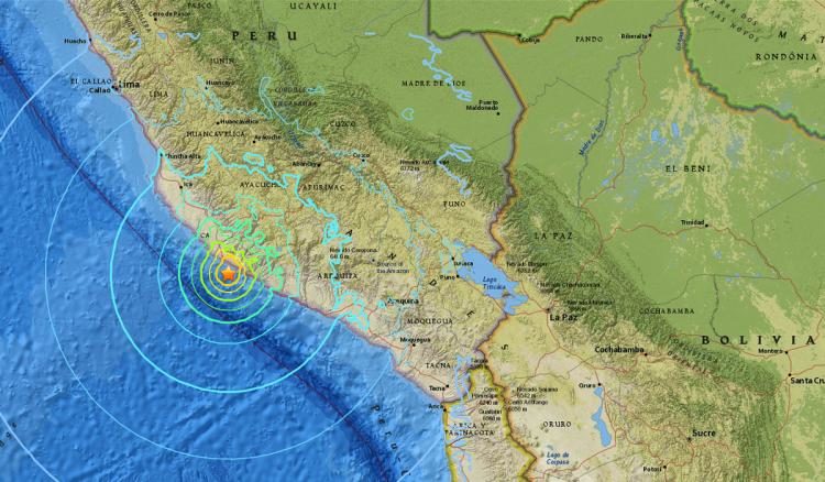 The earthquake struck off the Peruvian coast just after 4 a.m. local time Sunday.