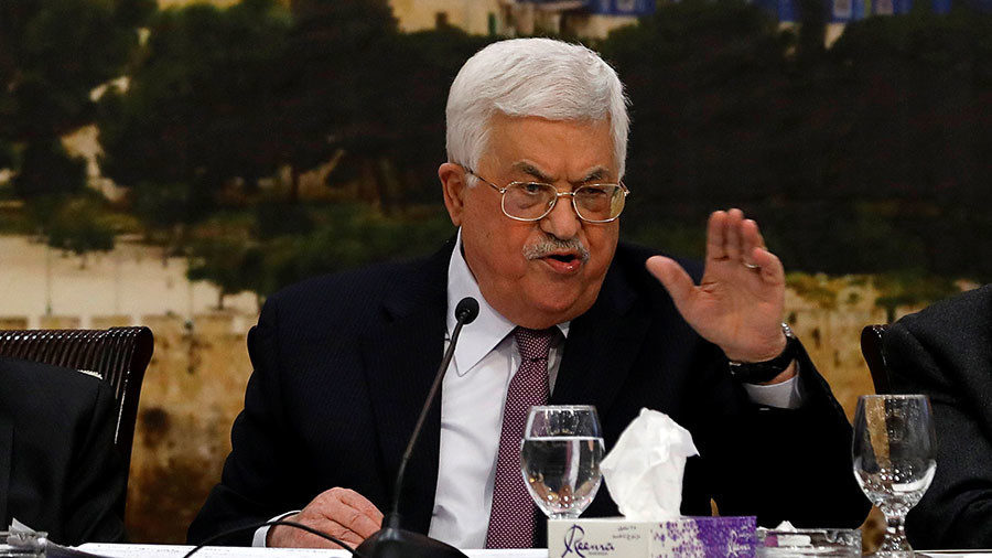 Click to enlarge Palestinian President Mahmoud Abbas speaks during the meeting of the Palestinian Central Council in the West Bank city of Ramallah January 14, 2018