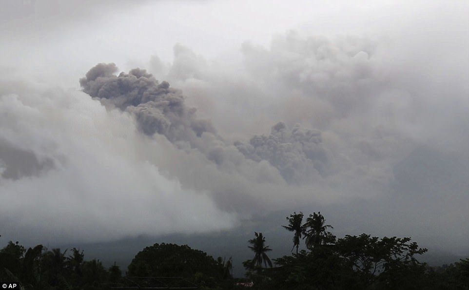 Click to enlarge Local disaster officials warned of dangerous volcanic mudflows known as lahars - composed of a slurry of pyroclastic material, rocky debris, and water