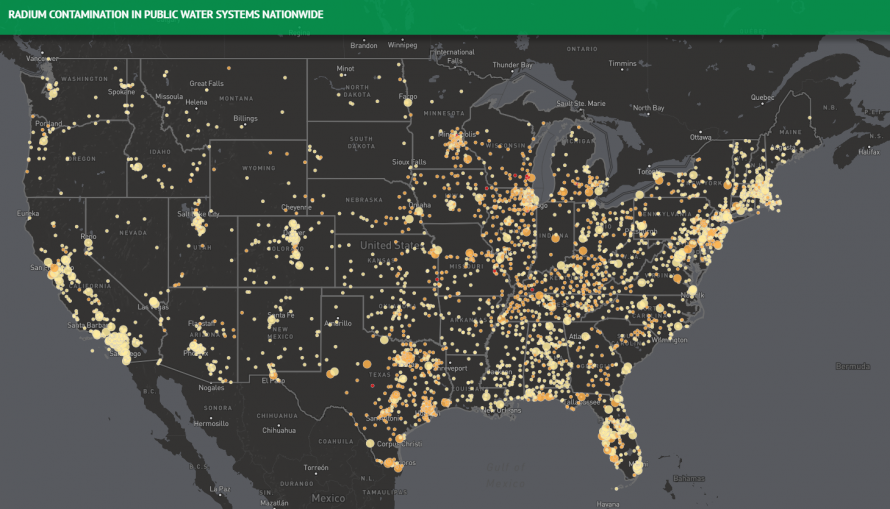 Radium contamination in public water system in US