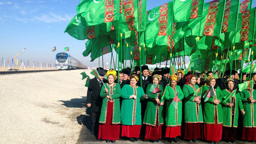 Turkmenistan flags people