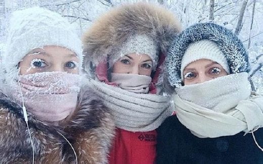 Frozen eyelashes in Siberia