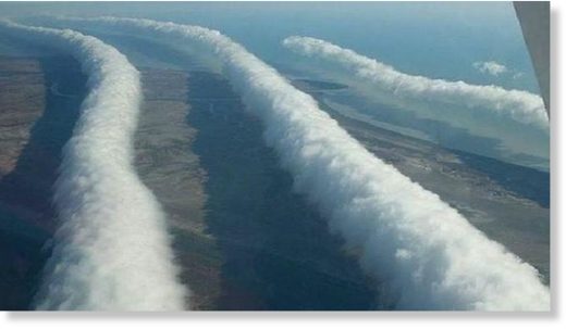 The rare Morning Glory cloud over Northern Australia.