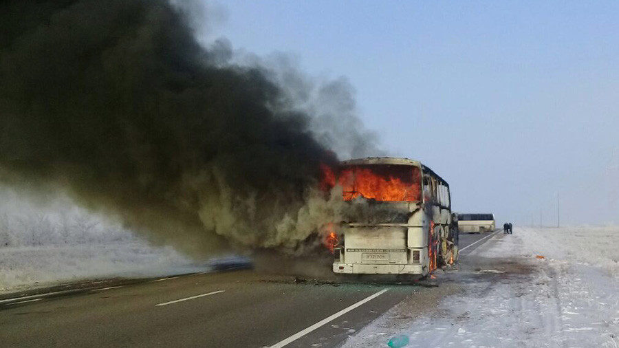 Bus on fire