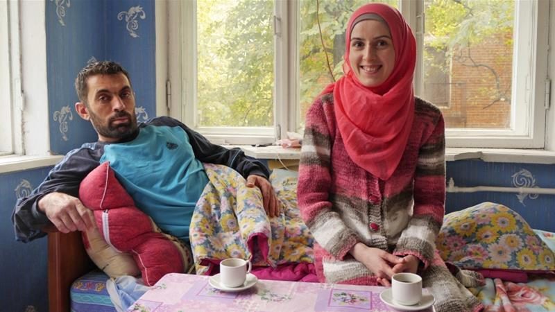 Click to enlarge Baibers Suleiman, who is Syrian Circassian, and his wife Sara fled to Russia in 2016