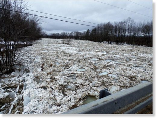 Ice jam on the Saco River in Fryeburg