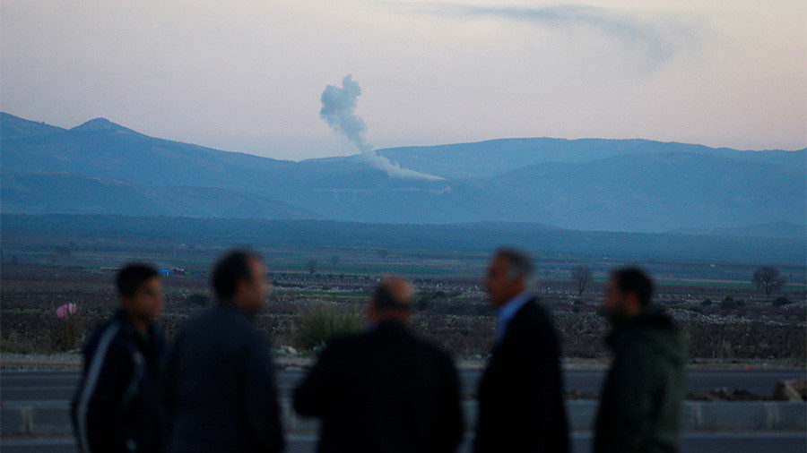 Smoke rises from the Syria's Afrin region