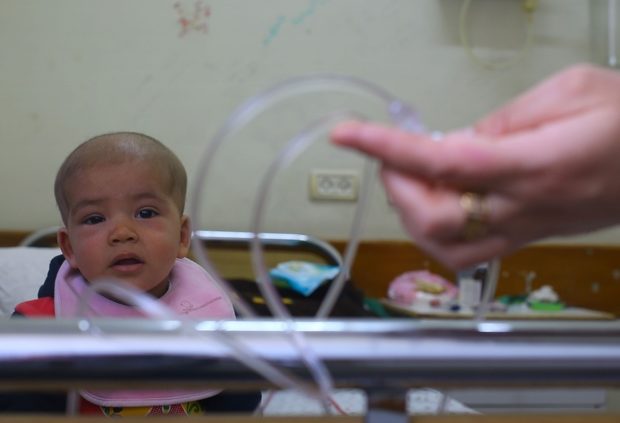 Palestinian girl suffering from cancer