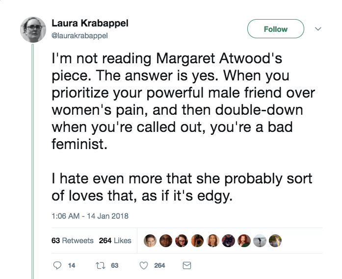 Tweet about Margaret Atwood