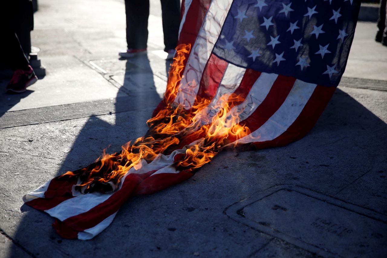 Burning US flag