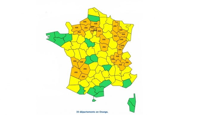 Click to enlarge The Meteo France weather warning 01-23-2018