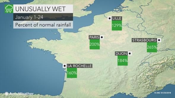 precipitation France Seine flooding 2018 january