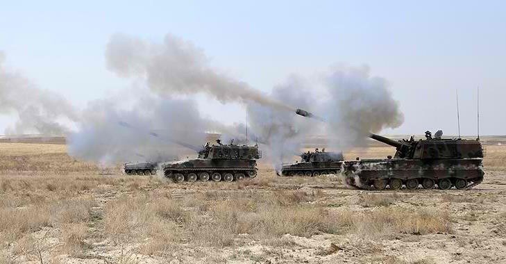 Turkish artillery firing into northern Syria — home to ten US bases