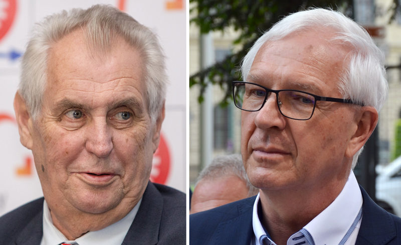 Pictured: Czech President Milos Zeman (left) and Jiri Drahos (right), the two contenders in the January 26-27 run-off vote for the Czech Republic presidency.