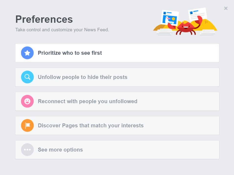 Click to enlarge facebook feed settings screenshot 2