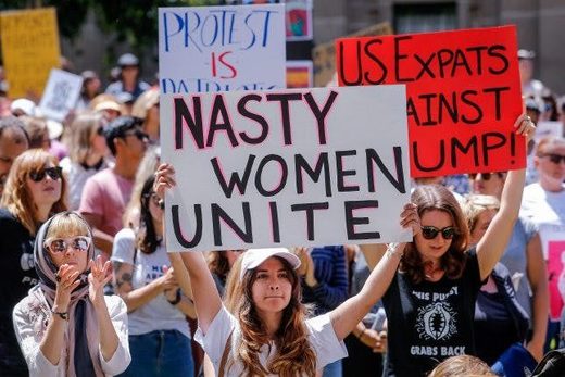 Click to enlarge An anti-Trump protest in 2016.