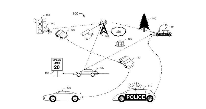 Click to enlarge Ford autonomous police vehicle patent application.