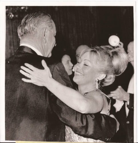 Mathilde Krim dances with Johnson at January 20, 1965, inaugural ball following his reelection in 1964