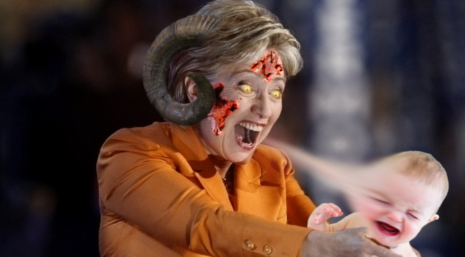 evil hillary clinton sucking soul of baby