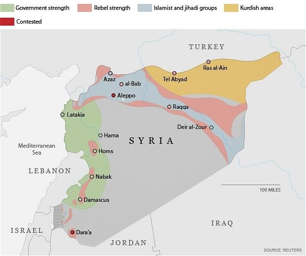 Map area under Syrian government control 2015