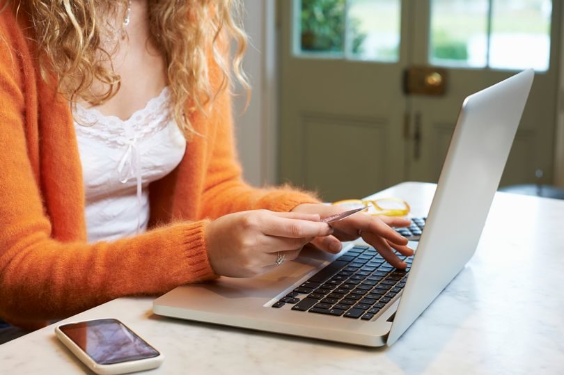 Click to enlarge Woman shopping on laptop