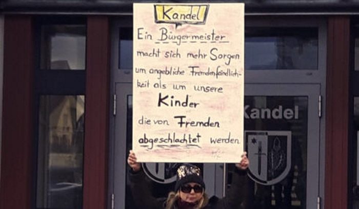 German woman protests in Kandel