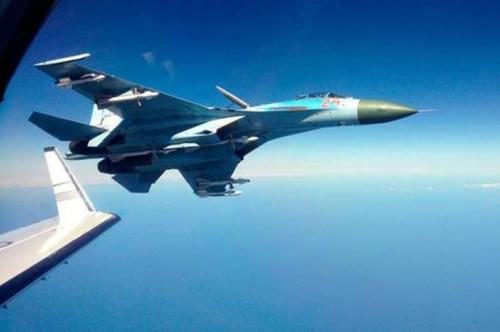 Click to enlarge Russian Su-27 seen here intercepting a Swedish ELINT Plane