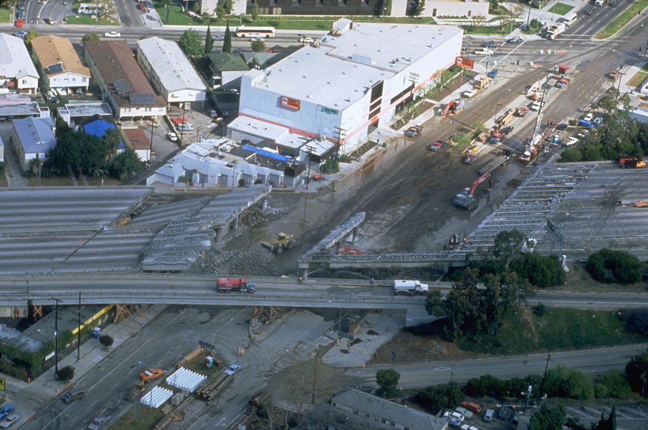 Collapsed Santa Monica Freeway