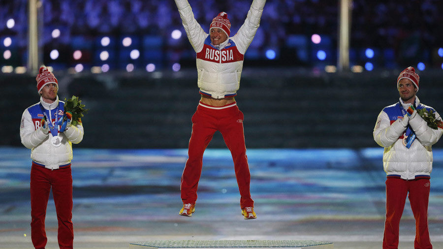 Click to enlarge russian athlete celebrating