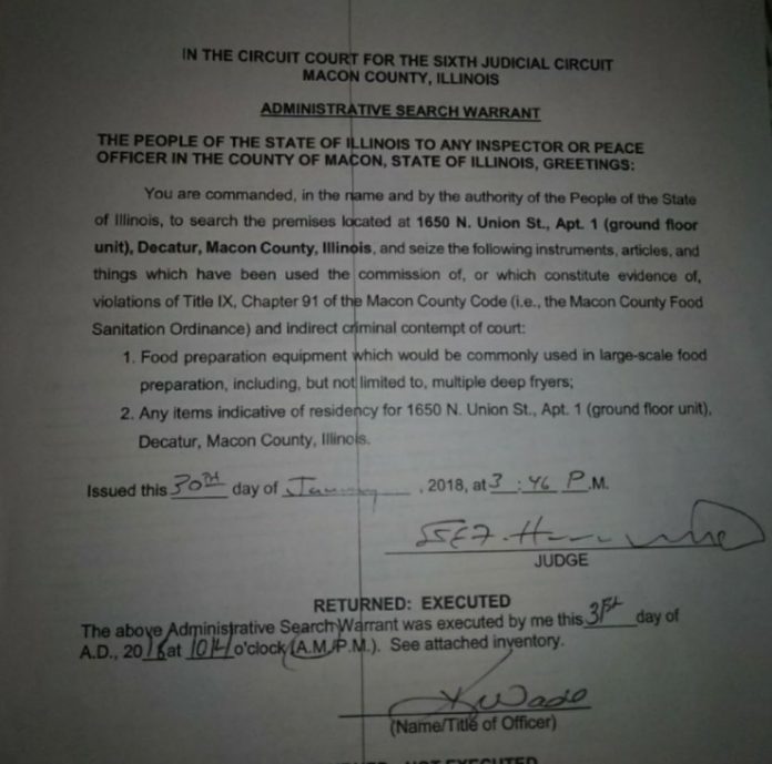 Click to enlarge chef search warrant