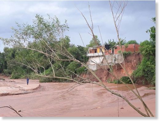 Flood damaged roads in Yacuiba, Bolivia, January 2018