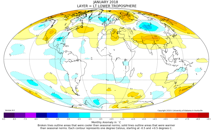 lower troposphere 2018 temperatures