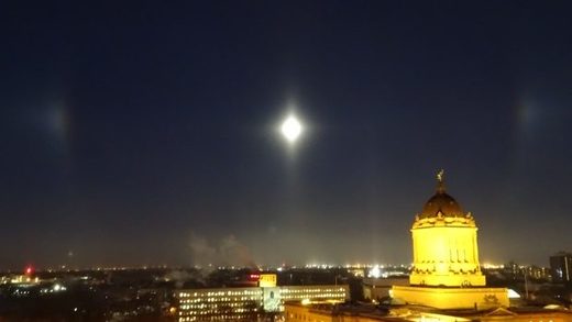 Moon dogs over Winnipeg, Manitoba