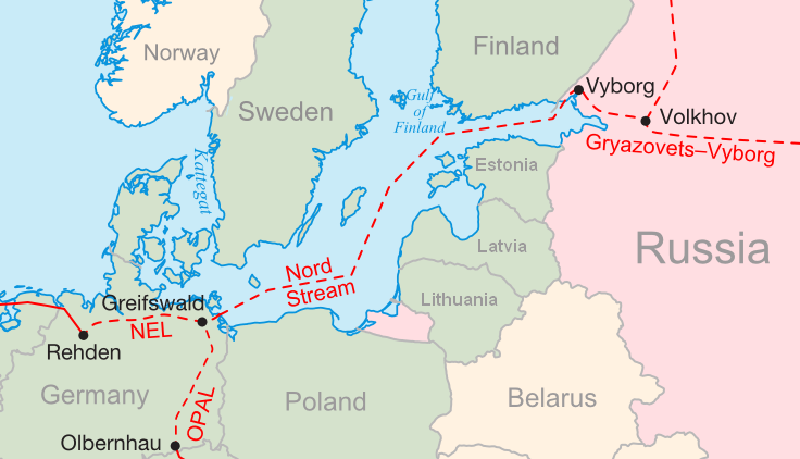 nord stream pipeline map