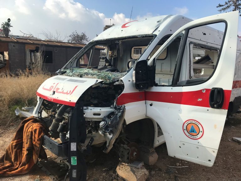 Real syrian civil defense Ambulance targeted by terrorists