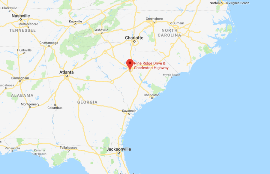 Click to enlarge The location of the crash in Cayce, South Carolina