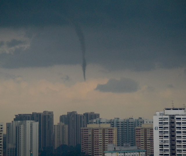 A photo of a waterspout taken from Katong, towards Changi, on Jan 31, 2018.