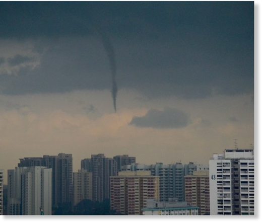 A photo of a waterspout taken from Katong, towards Changi, on Jan 31, 2018.