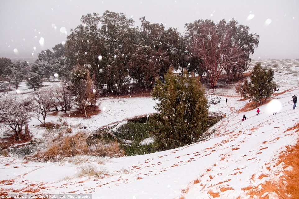 Click to enlarge Becoming a tradition: Since December 2016, the small town in northwestern Algeria has seen snow no less than four times