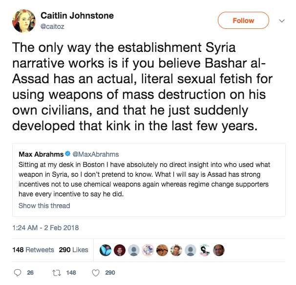 caitlin johnstone syria tweet