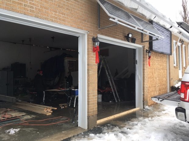 Blown garage doors