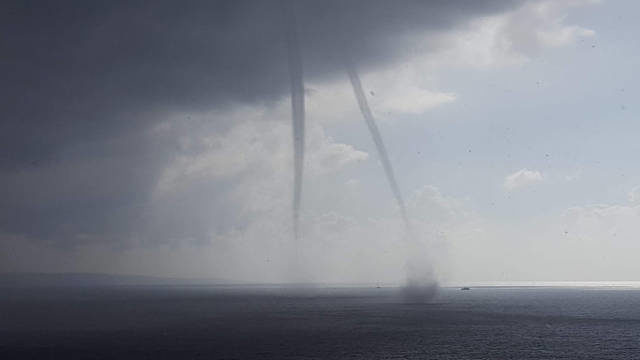 Two waterspouts appeared this afternoon off Papawai Scenic Lookout near Maui’s South Shore.