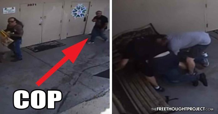 cop sneak up man