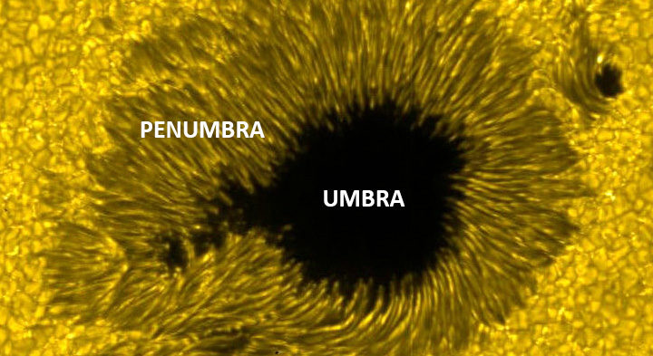 Click to enlarge Sunspot caused by impact