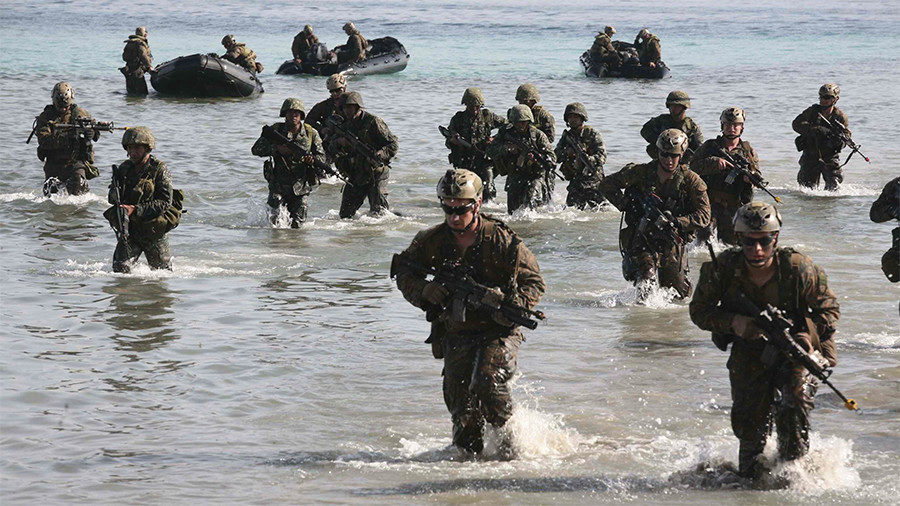 troops in water