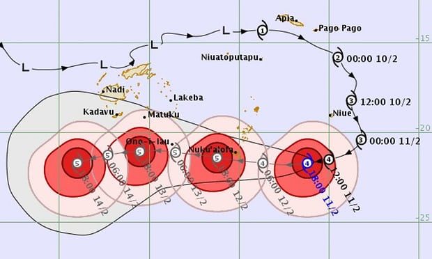 Click to enlarge projected path of Cyclone Gita