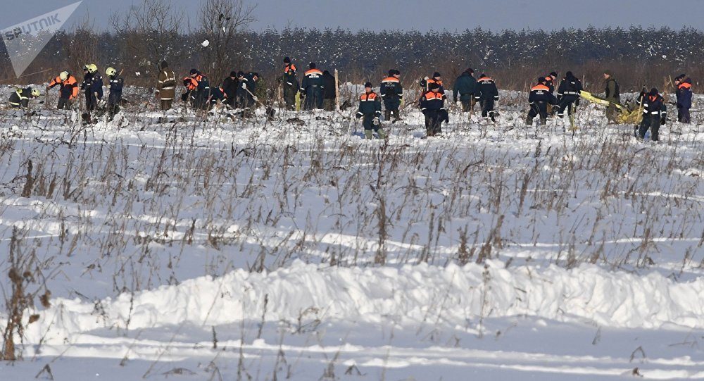Moscow airplane crash site An-148