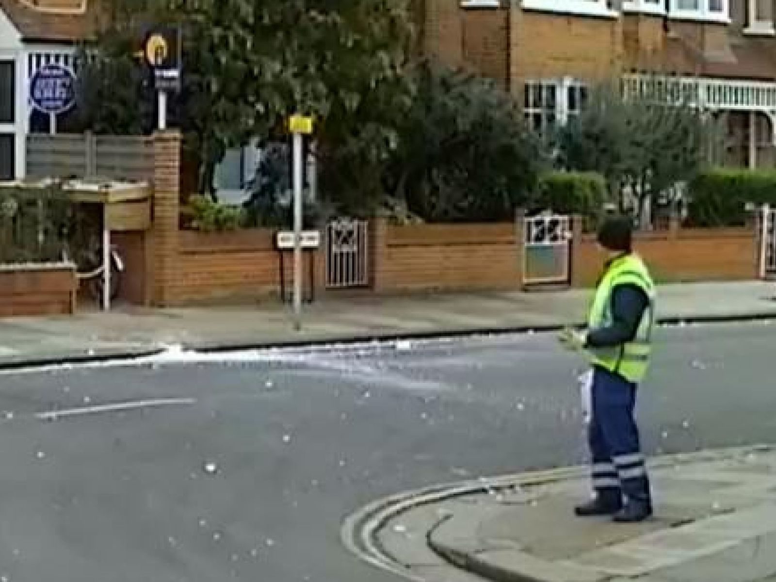 Click to enlarge The ice smashed into pieces in North Road.