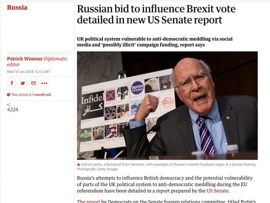 headline lying about Brexit Russians