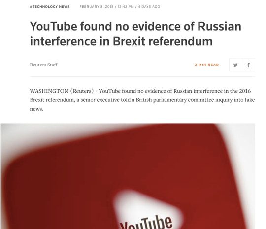 headline youtube no Russian interference